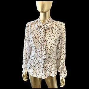 Voodoo Vixen Retro Rockabilly Heart Button-Up Neck Tie Blouse Size Large